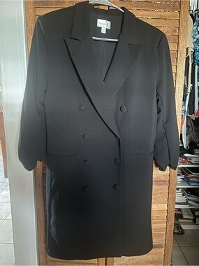 Premier Black Double-Breasted Blazer Jacket Sz 12